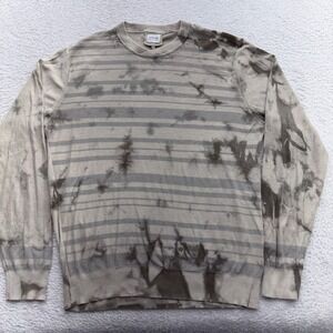 Armani Collezioni‎ Mens Striped Tie Dye Knit Sweater Grey Taupe Crewneck Italy M